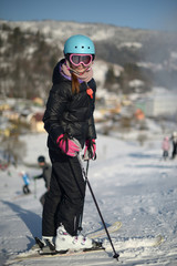 Fototapeta na wymiar girl on ski resort