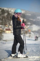 Fototapeta na wymiar skier on top of mountain