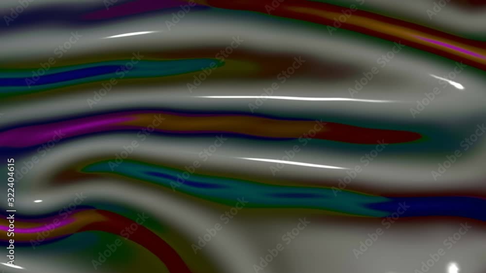 Poster black smooth wave surface with multi-colored reflected. abstract animated background. 3d render