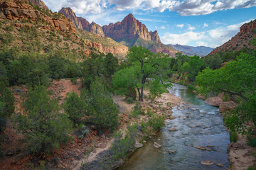 the watchman from parus trail in zion national park, usa