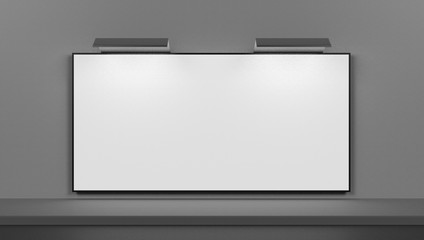 Blank street showcase banner. Mock up. Front view. 3D rendering