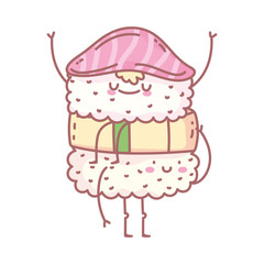 sushi salmon character menu restaurant cartoon food cute