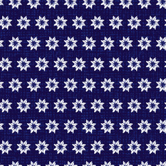Fototapeta na wymiar Vector blue shibori simple polka dot stars 08 seamless pattern. Suitable for textile, gift wrap and wallpaper.