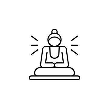 recommend clip art: Buddhist, sitting, holy icon. Simple line, outline vector religion icons for ui and ux, website or mobile application