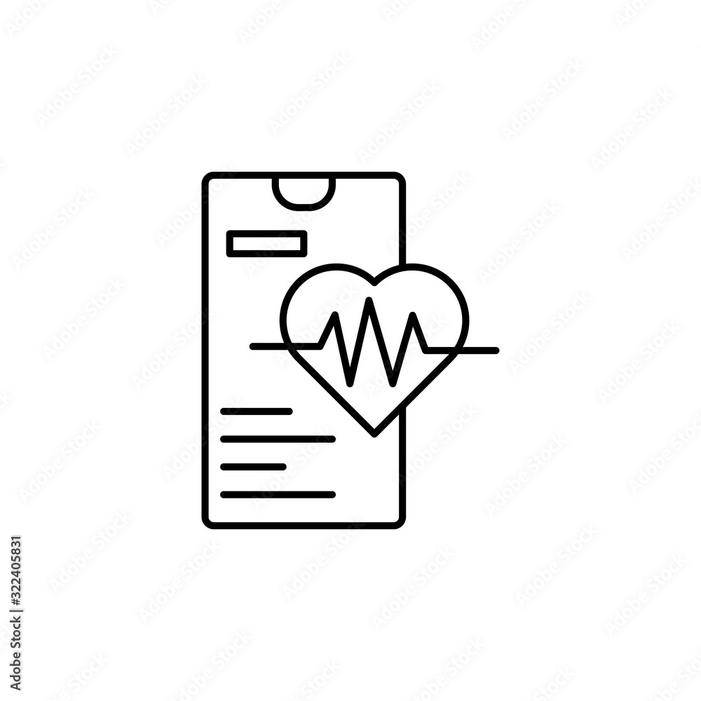 Poster smartphone heart pulse icon. simple line, outline vector of phone application icons for ui and ux, w