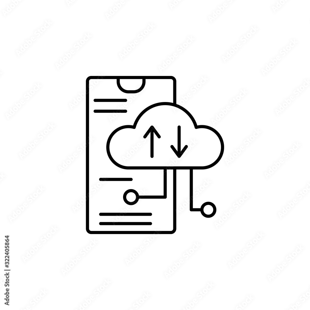 Aufkleber smartphone cloud service icon. simple line, outline vector of phone application icons for ui and ux,