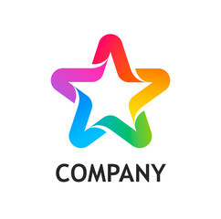 Star logo vector Colorful illustration on white isolated. Business Logotype for Creative Studio or Education Social Event.