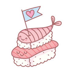 sushi with fish salmon menu restaurant cartoon food cute