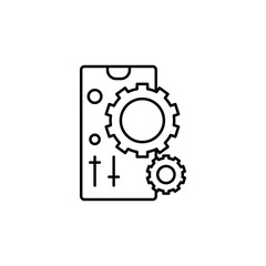 Smartphone gear setting icon. Simple line, outline vector of phone application icons for ui and ux, website or mobile application