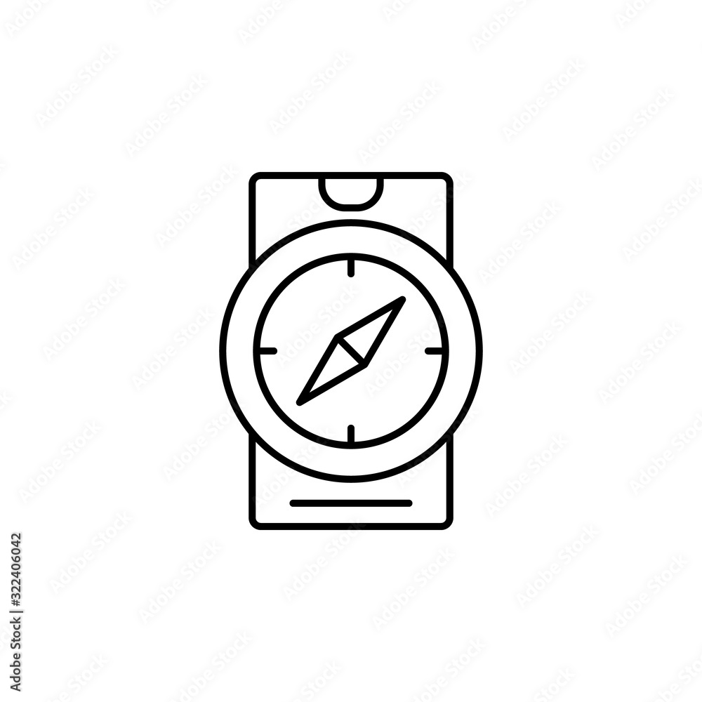 Poster smartphone compass icon. simple line, outline vector of phone application icons for ui and ux, websi