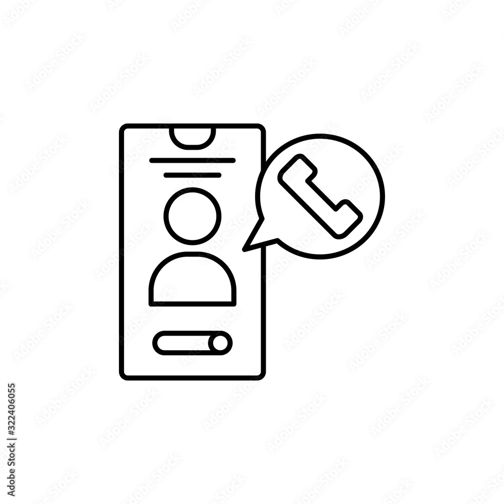 Poster smartphone call user icon. simple line, outline vector of phone application icons for ui and ux, web
