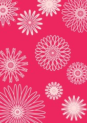 Seamless background pattern of delicate pink Sakura blossom or Japanese flowering cherry symbolic of Spring in a random arrangement on a white background. Image illustration imitation.