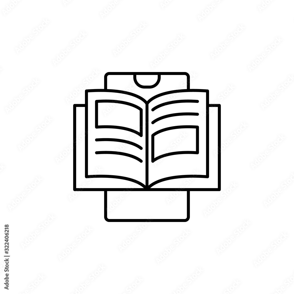 Poster smartphone book icon. simple line, outline vector of phone application icons for ui and ux, website 