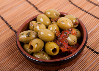terracotta bowl of olives