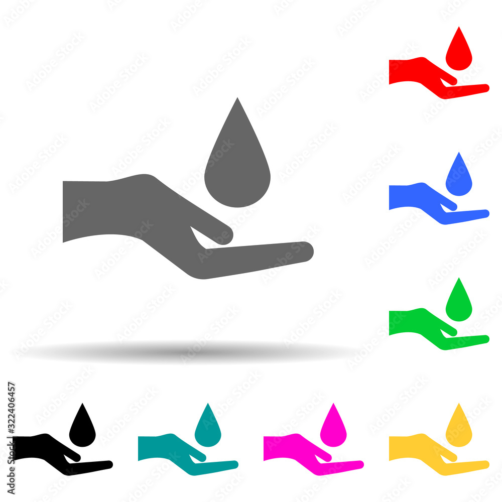 Aufkleber hand and drop green multi color style icon. simple glyph, flat vector of greenpeace icons for ui and