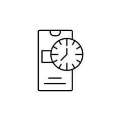 Smartphone clock time icon. Simple line, outline vector of phone application icons for ui and ux, website or mobile application