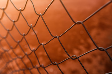 Chain link fencing, selective focus