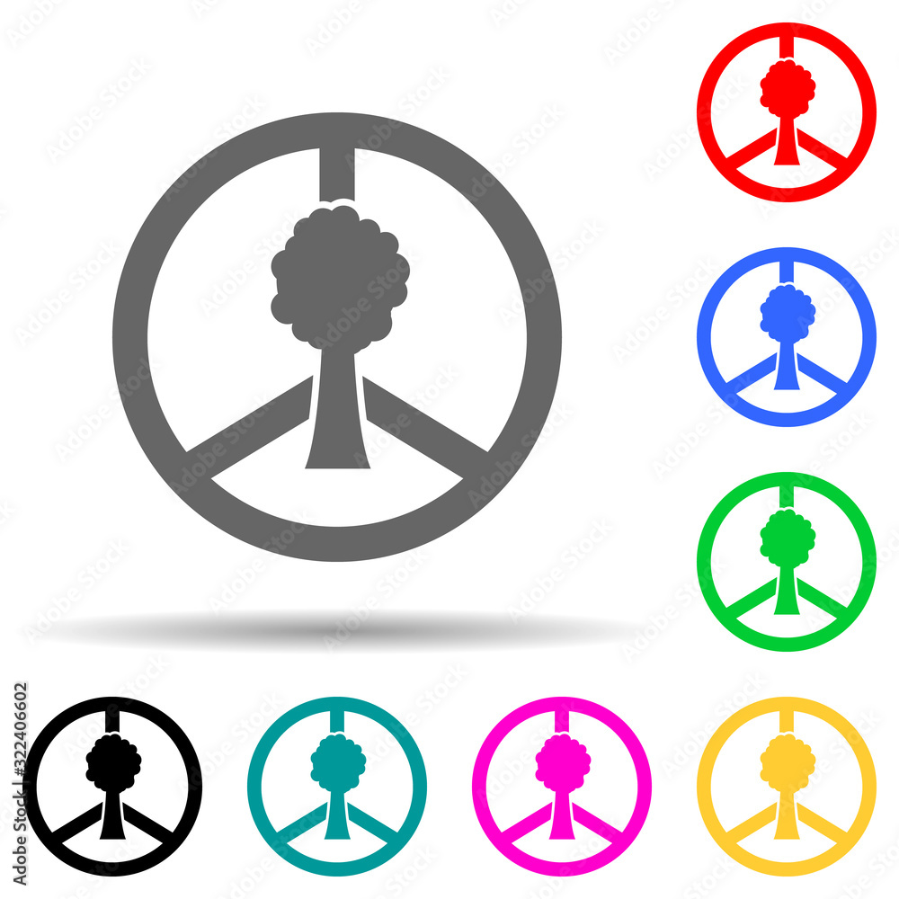 Poster sign world and tree green multi color style icon. simple glyph, flat vector of greenpeace icons for 