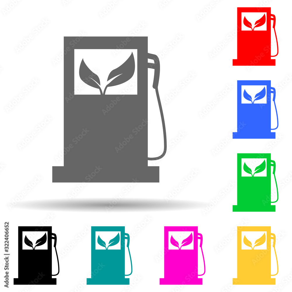 Poster green petrol filling machine multi color style icon. simple glyph, flat vector of greenpeace icons f