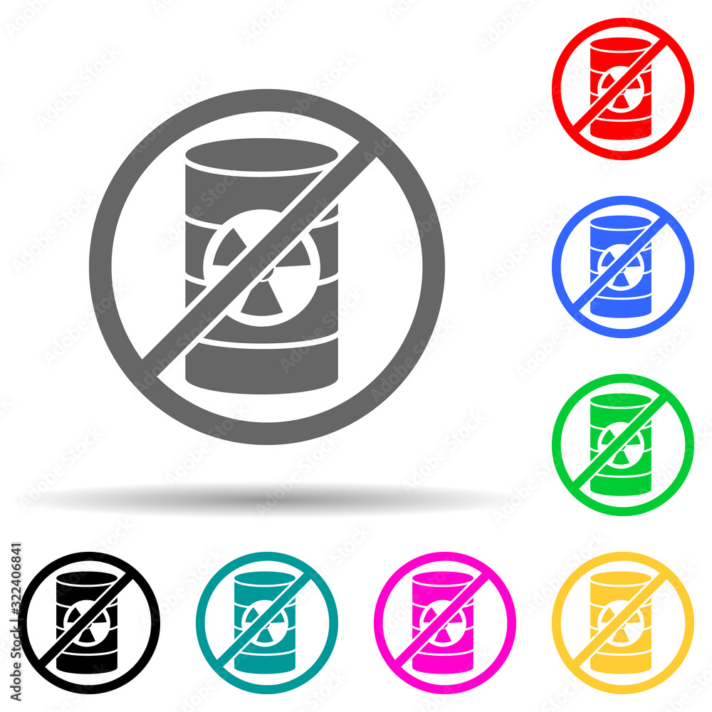 Poster ban on poisonous substances green multi color style icon. simple glyph, flat vector of greenpeace ic