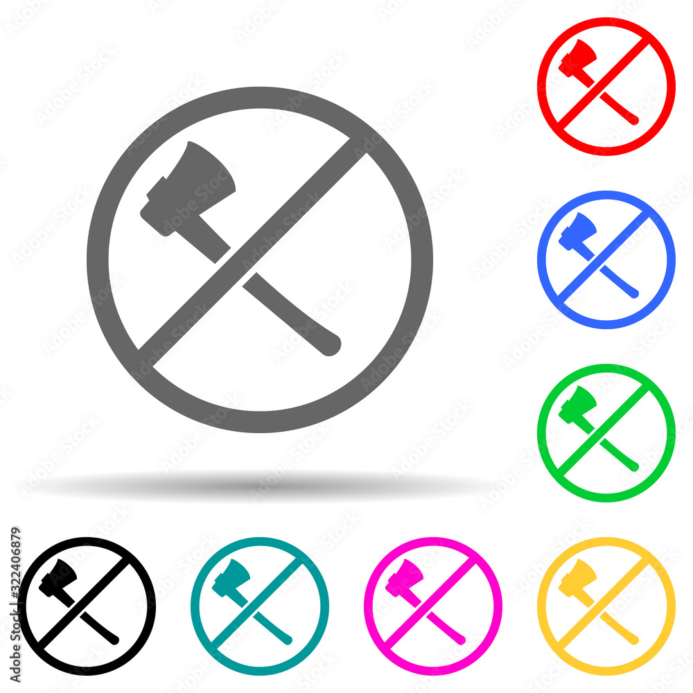 Poster ban on cutting down trees green multi color style icon. simple glyph, flat vector of greenpeace icon
