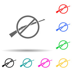 ban on hunting green multi color style icon. Simple glyph, flat vector of greenpeace icons for ui and ux, website or mobile application