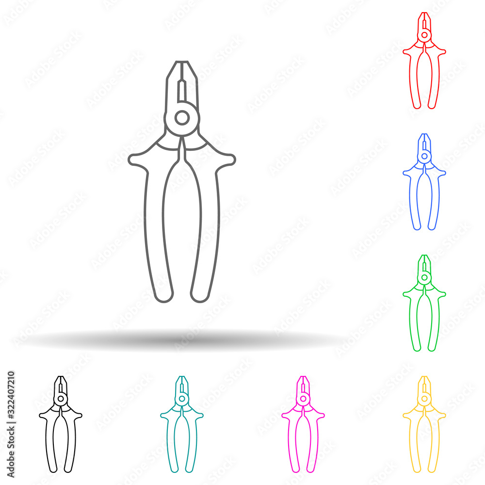 Poster pliers multi color style icon. simple thin line, outline vector of home repair tool icons for ui and