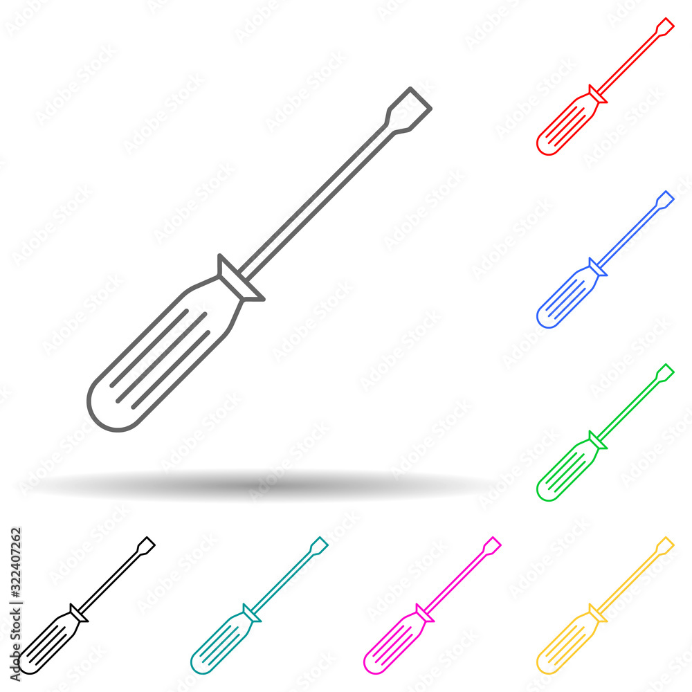Poster screwdriver multi color style icon. simple thin line, outline vector of home repair tool icons for u