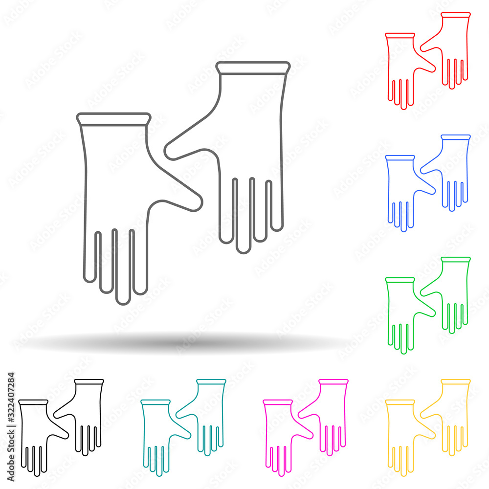 Poster working gloves multi color style icon. simple thin line, outline vector of home repair tool icons fo