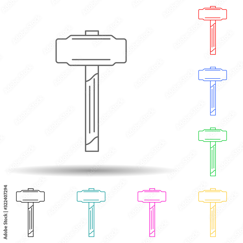 Poster a hammer multi color style icon. simple thin line, outline vector of home repair tool icons for ui a