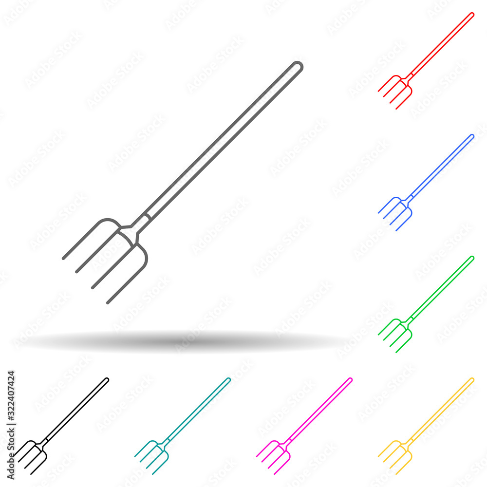 Poster forks multi color style icon. simple thin line, outline vector of home repair tool icons for ui and 