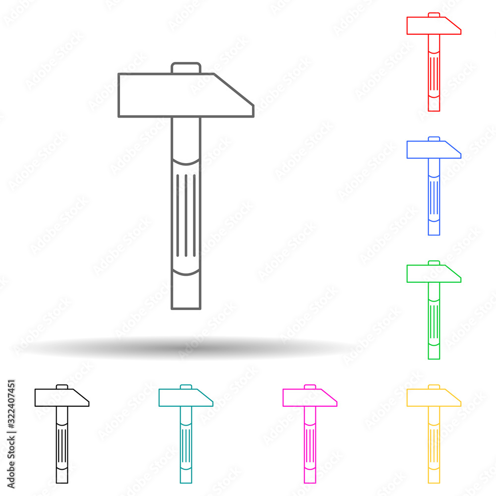 Poster a hammer multi color style icon. simple thin line, outline vector of home repair tool icons for ui a
