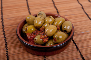 terracotta bowl of olives