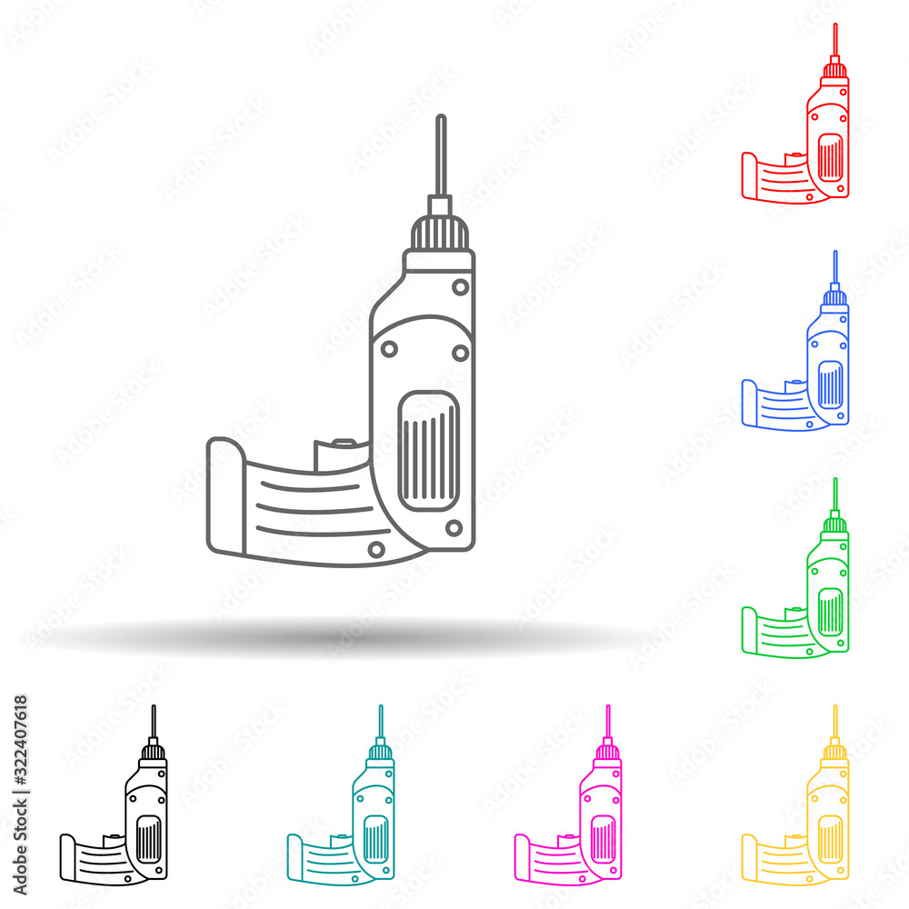 Poster hand drill multi color style icon. simple thin line, outline vector of home repair tool icons for ui