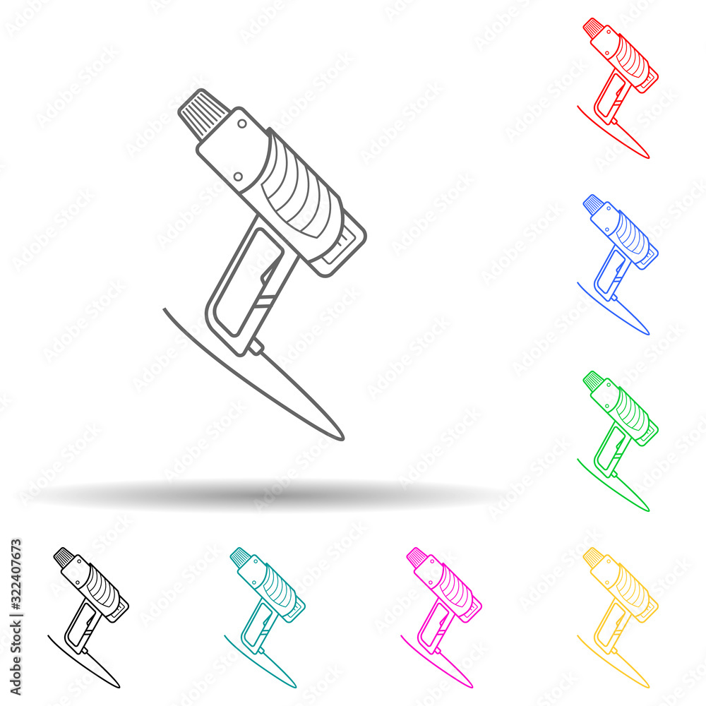 Poster building hair dryer multi color style icon. simple thin line, outline vector of home repair tool ico