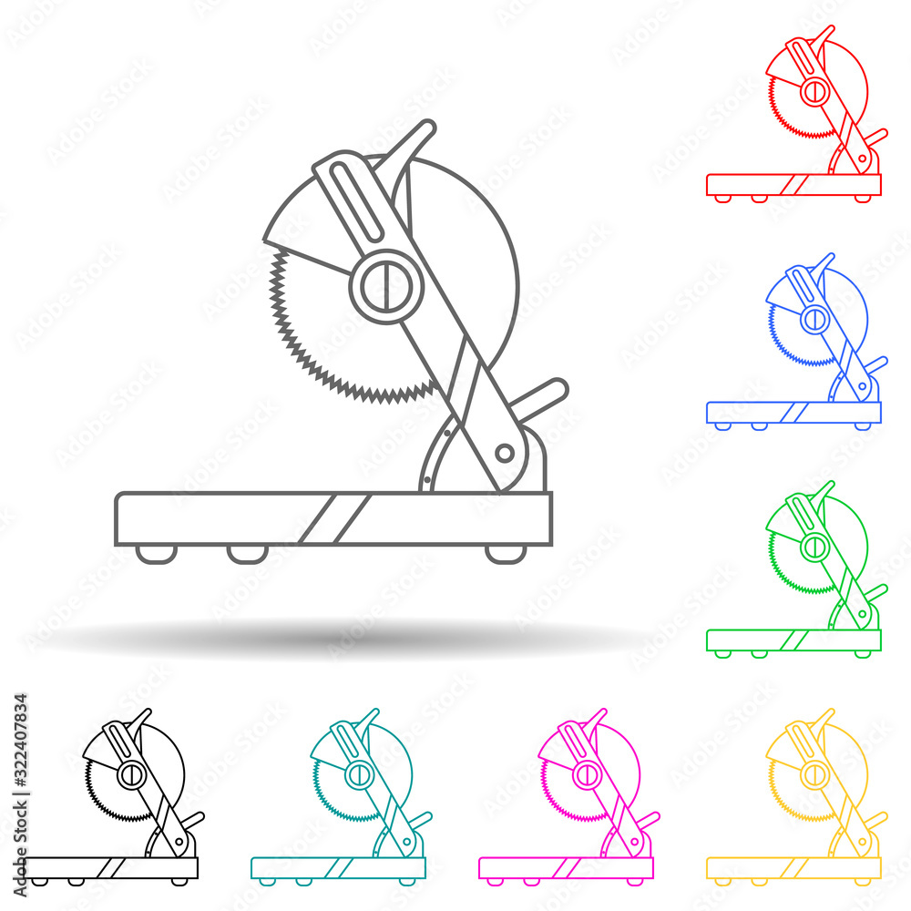 Poster table saw multi color style icon. simple thin line, outline vector of home repair tool icons for ui 