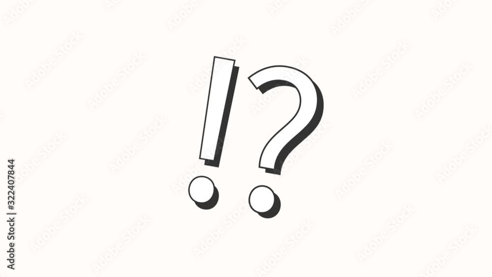 Poster exclamation question mark. ideal for your q and a projects. high quality seamless animation. 4k