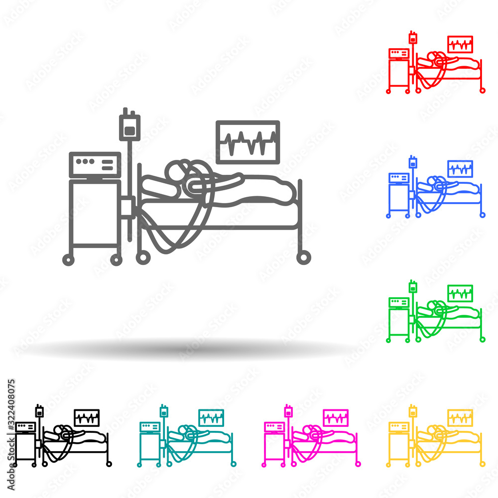 Poster cardiogram in hospital multi color style icon. simple thin line, outline vector of hospital icons fo