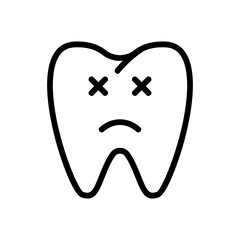toothache icon vector. Thin line sign. Isolated contour symbol illustration
