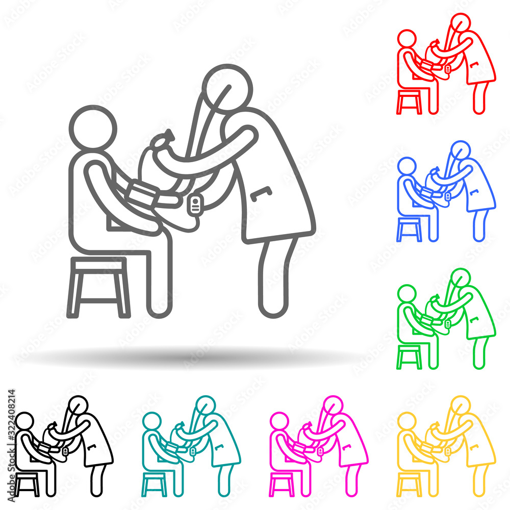 Poster measuring pressure multi color style icon. simple thin line, outline vector of hospital icons for ui
