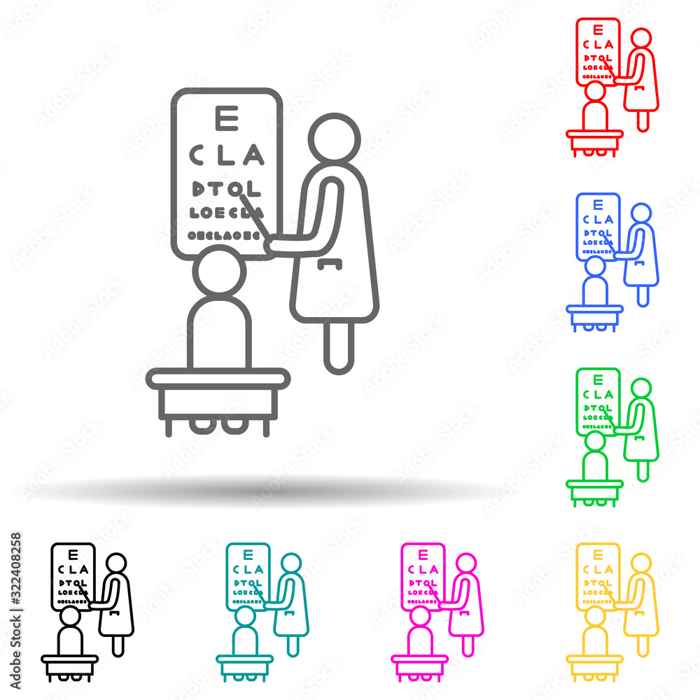 Poster oculist multi color style icon. simple thin line, outline vector of hospital icons for ui and ux, we