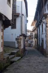 Candelario Salamanca. Street and old houses of the small town next to the mountain of Gredos.