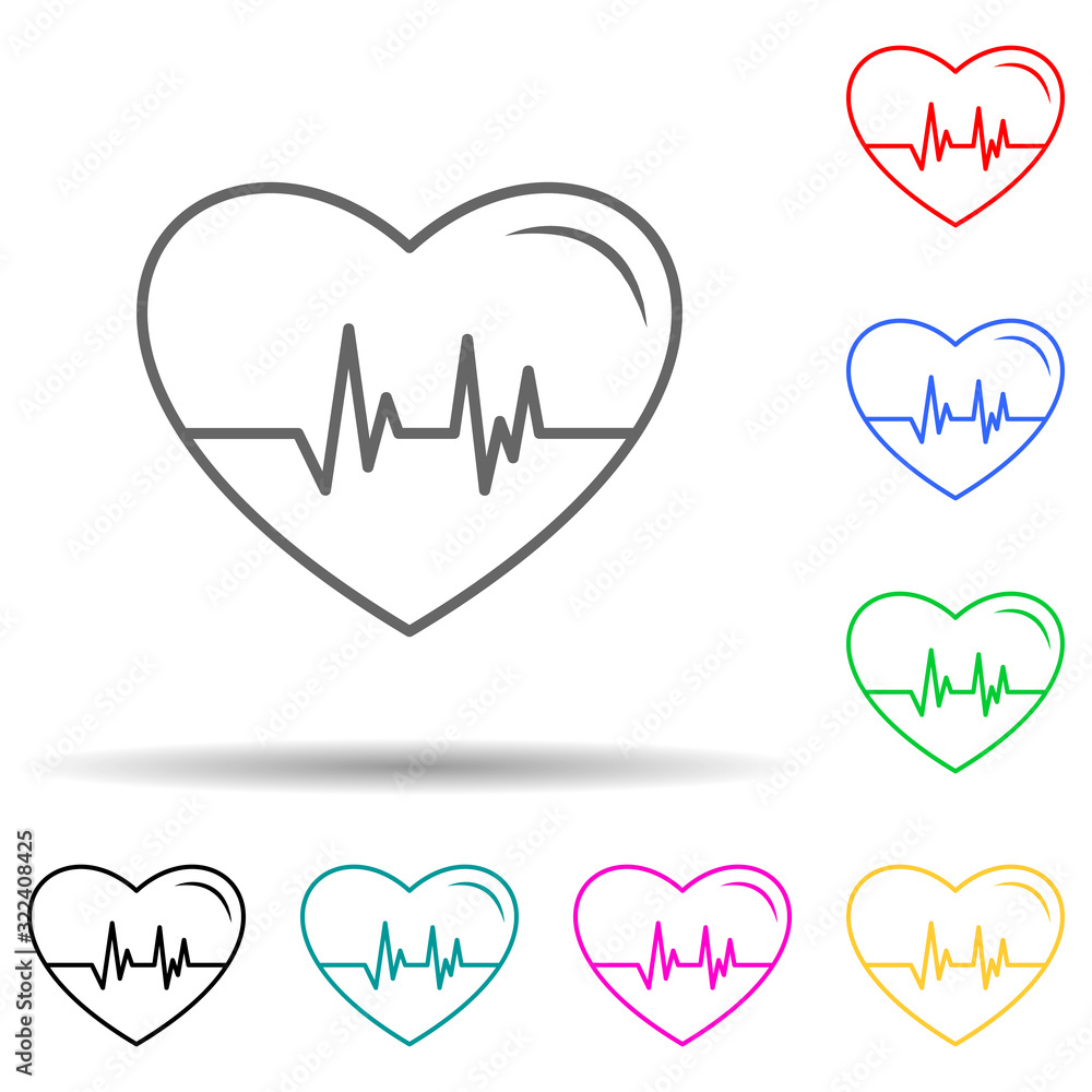 Aufkleber palpitation multi color style icon. simple thin line, outline vector of hospital icons for ui and ux