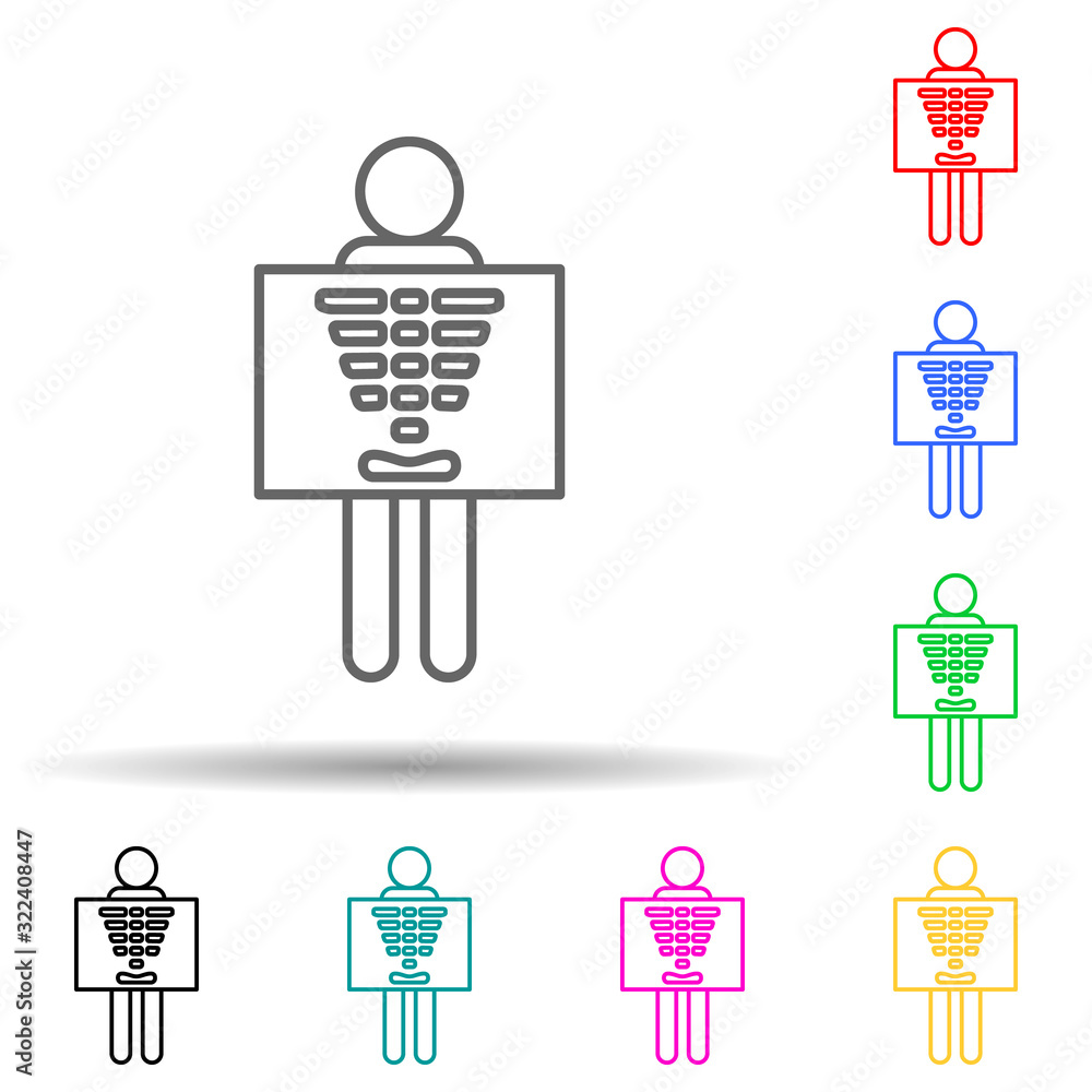 Poster x-ray multi color style icon. simple thin line, outline vector of hospital icons for ui and ux, webs