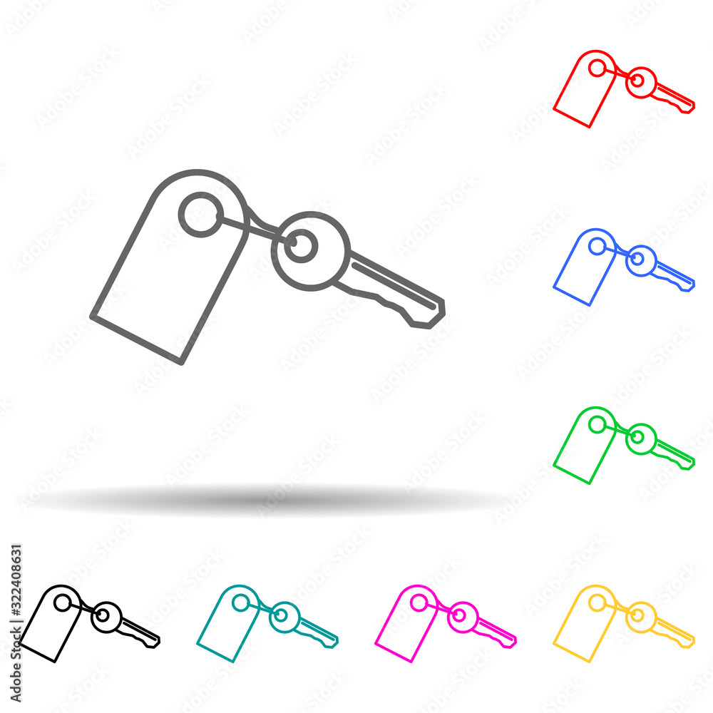 Poster room key multi color style icon. simple thin line, outline vector of hotel icons for ui and ux, webs