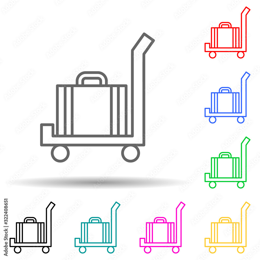 Poster luggage on a cart multi color style icon. simple thin line, outline vector of hotel icons for ui and