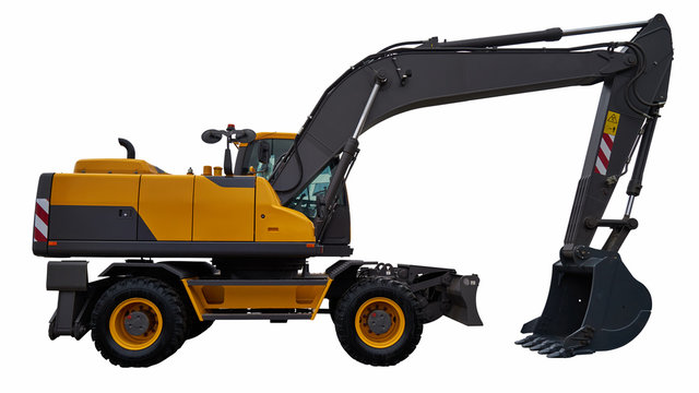 Image of a modern excavator. Isolated on white.
