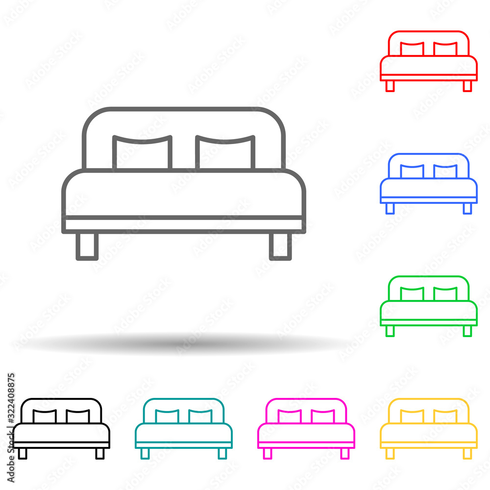 Aufkleber double bed multi color style icon. simple thin line, outline vector of hotel icons for ui and ux, we