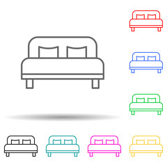 double bed multi color style icon. Simple thin line, outline vector of hotel icons for ui and ux, website or mobile application