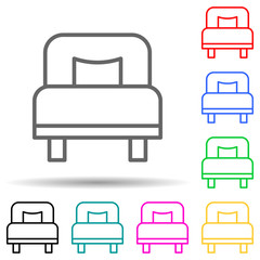 single bed multi color style icon. Simple thin line, outline vector of hotel icons for ui and ux, website or mobile application